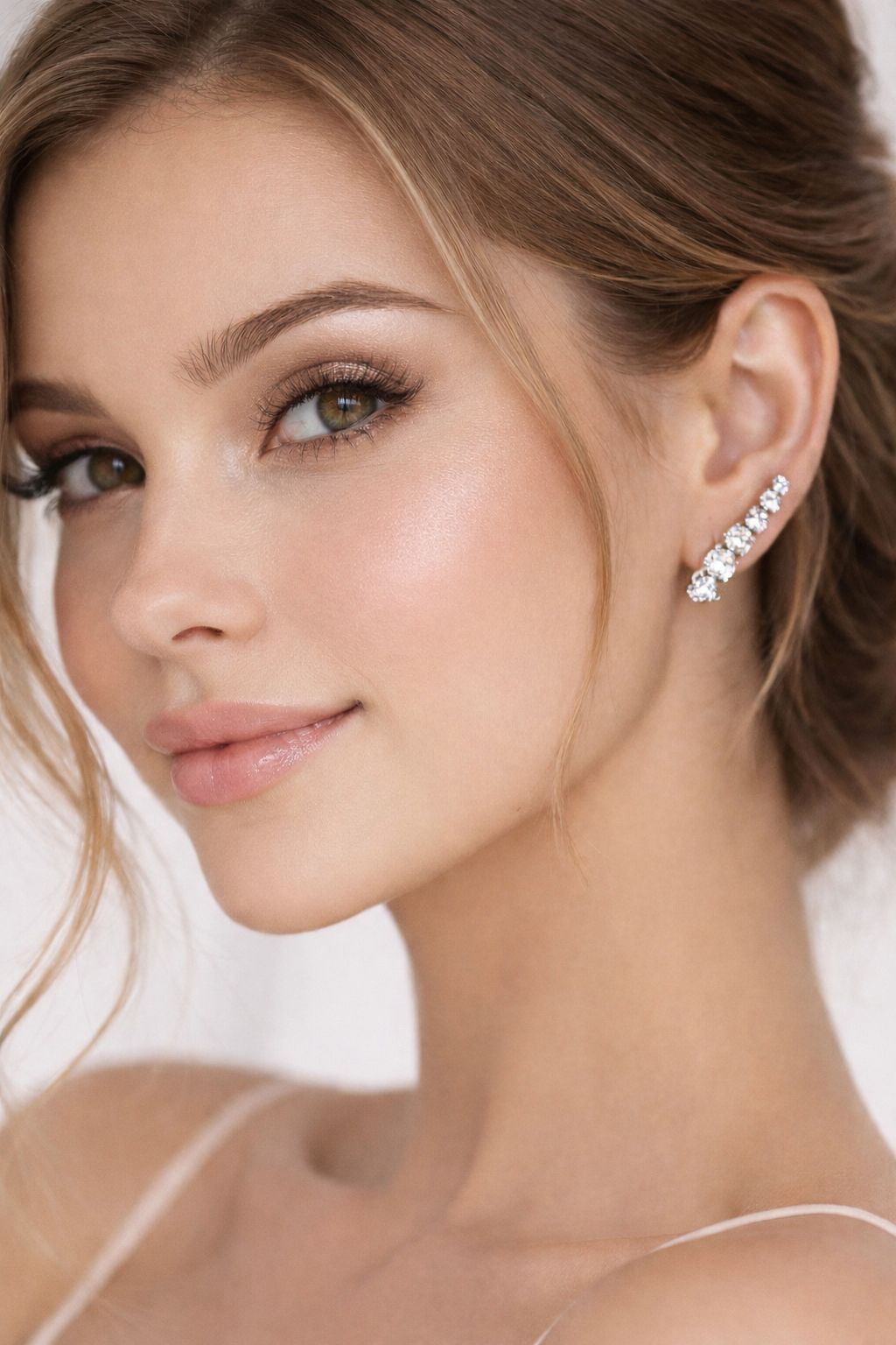 Brinco EAR CUF com diamantes e ouro branco 18k